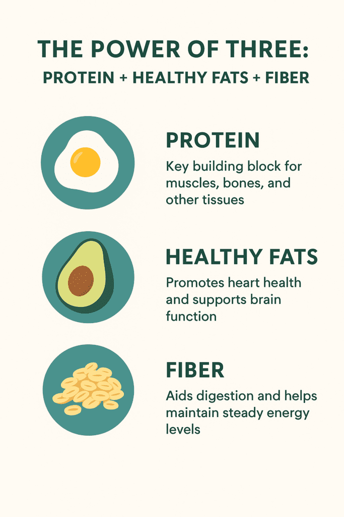 balanced meals with protein healthy fats and fiber
