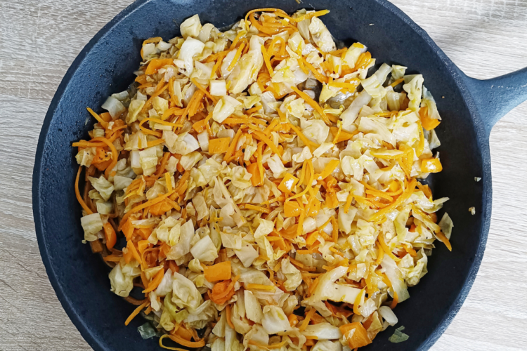Sautéed Cabbage with Carrot and Orange Pepper