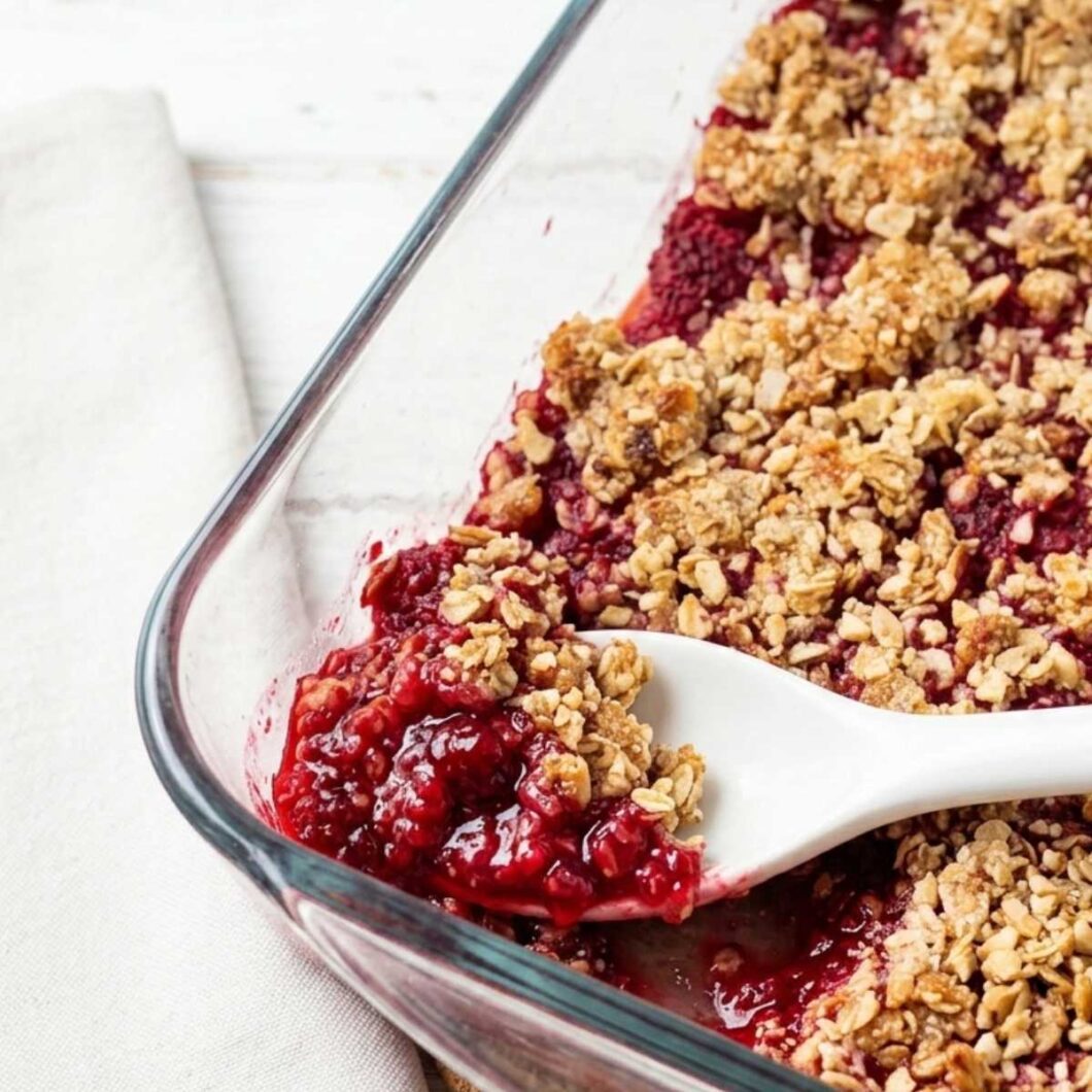 Naturally Sweetened Raspberry & Cherry Crumble (Refined Sugar-Free)