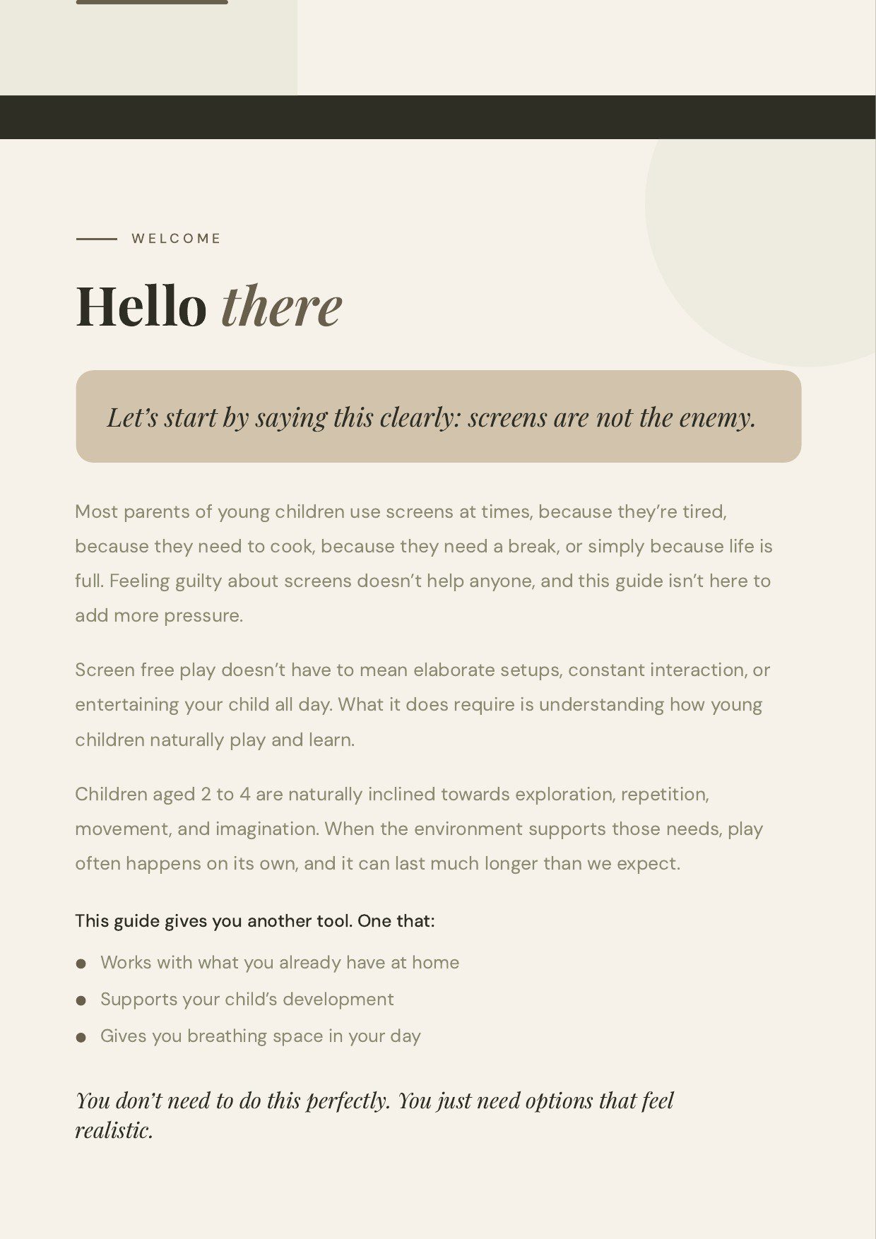 screen free play guide