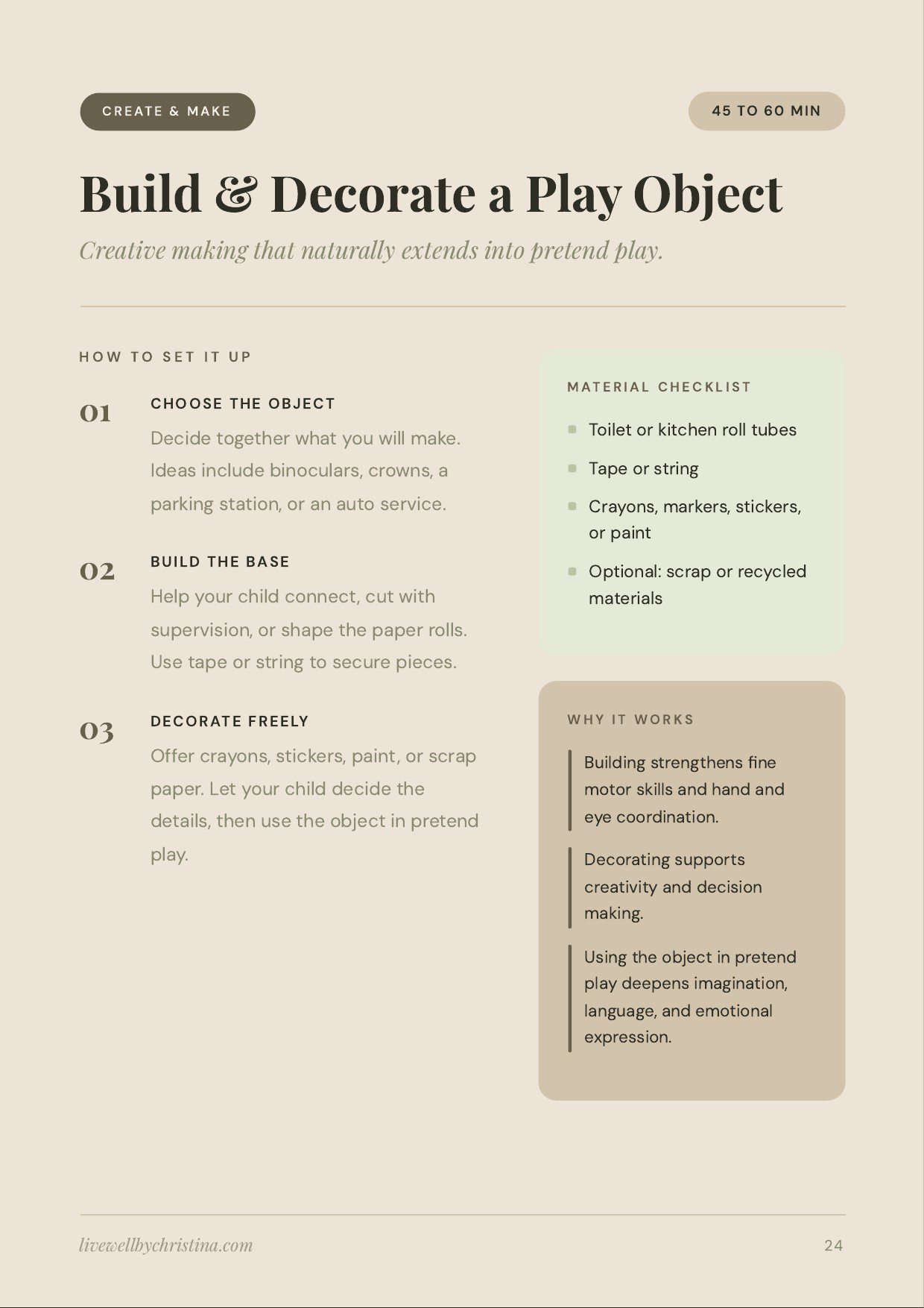 screen free play guide